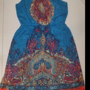 STILLETTO'S Women's Multi Colored Paisley Print Open Knit Dress Sz Small (E1)